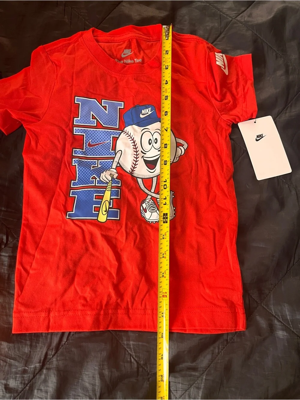 Nike Red Kids' Baseball Graphic Tee with Blue Lettering NWT